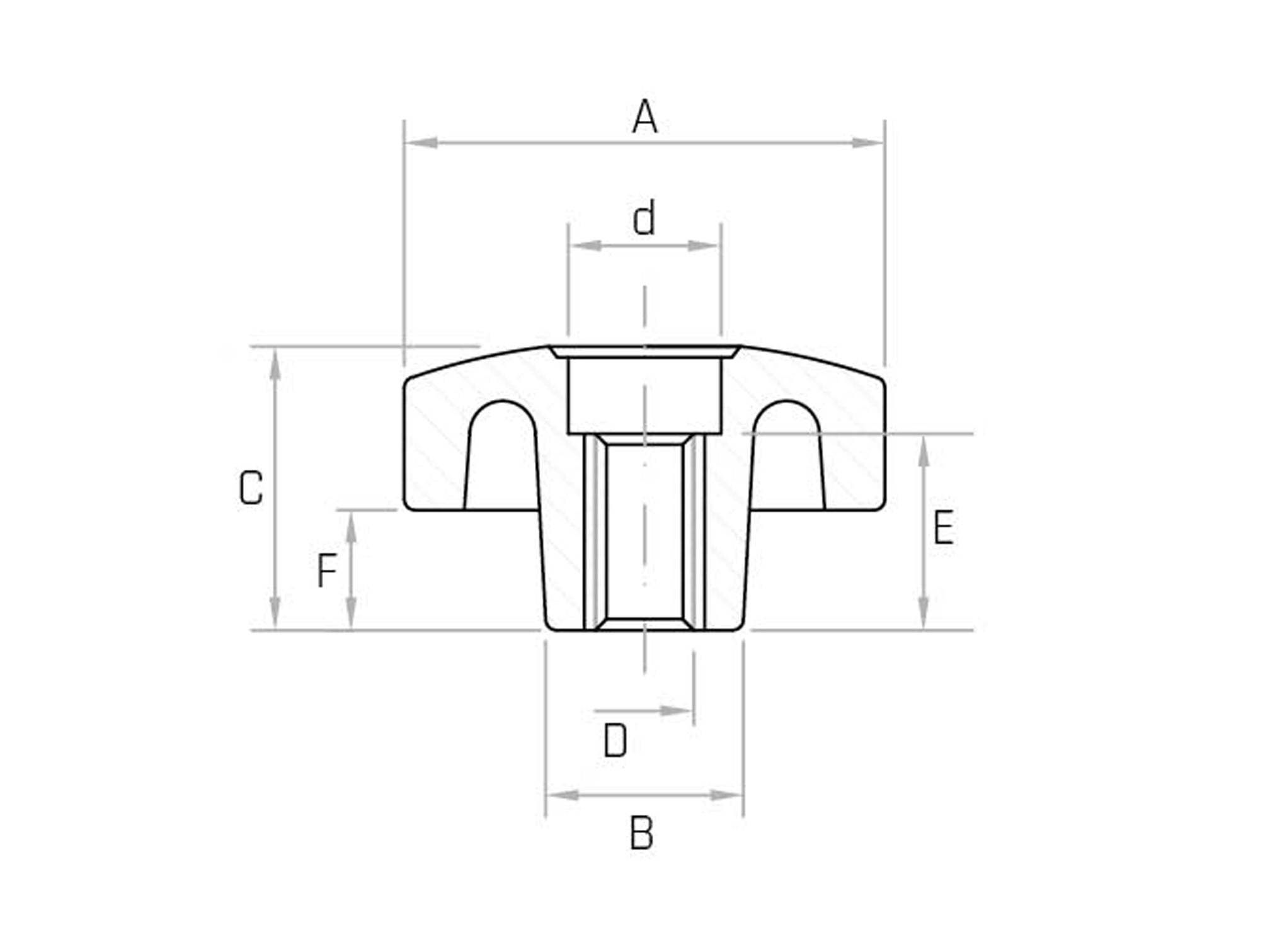VBA/FP - Eight-lobe handwheel with through hole (Pack of 20) - Gamm VBA/FP - Eight-lobe handwheel with through hole (Pack of 20) - Gamm